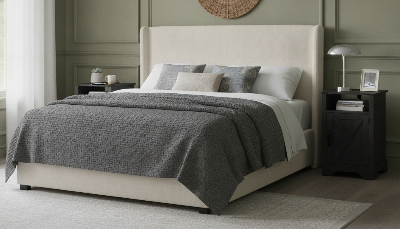 Farmhouse Nightstand Set of 2: Built-In Charging
