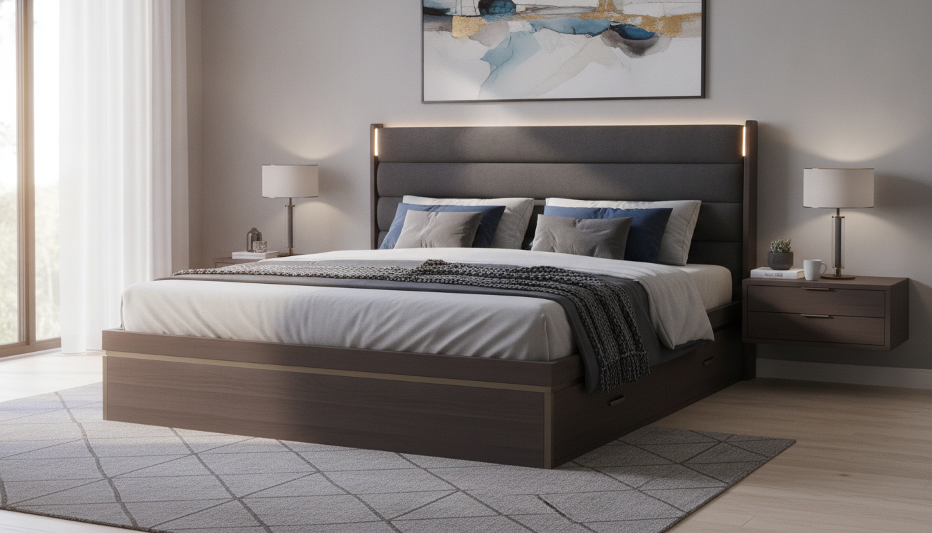 Luxury Modern Double Bed Frame with Storage: Sleek & Smart