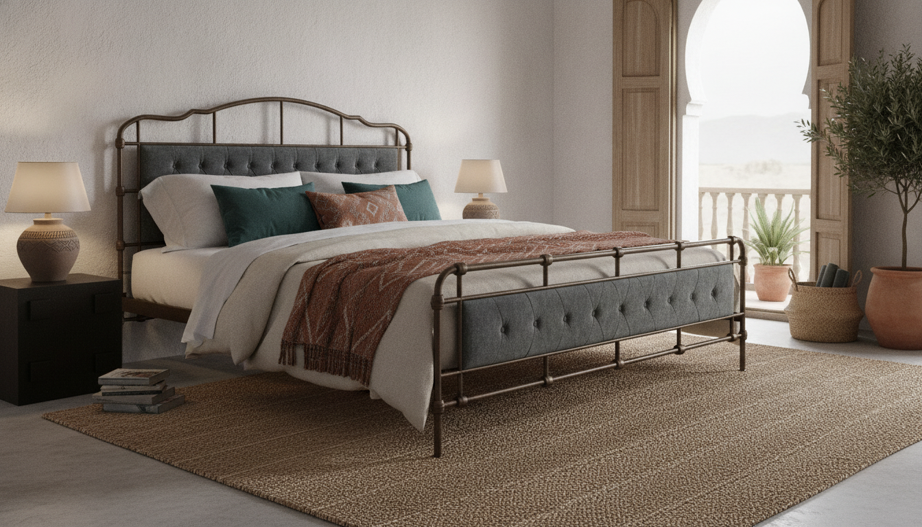 Velvet & Metal Bed Frame: Modern Morocco, Quiet & Easy