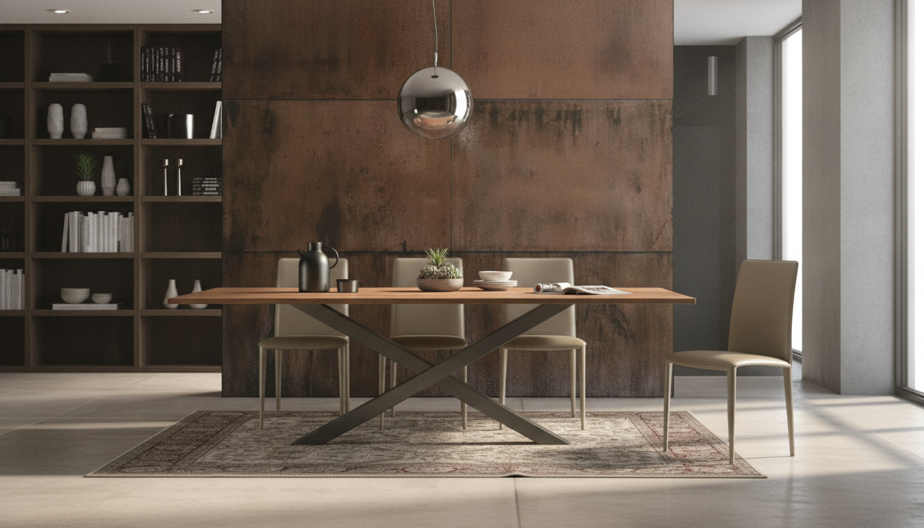Nordic Wood & Carbon Steel Dining Set: Built for Daily Use